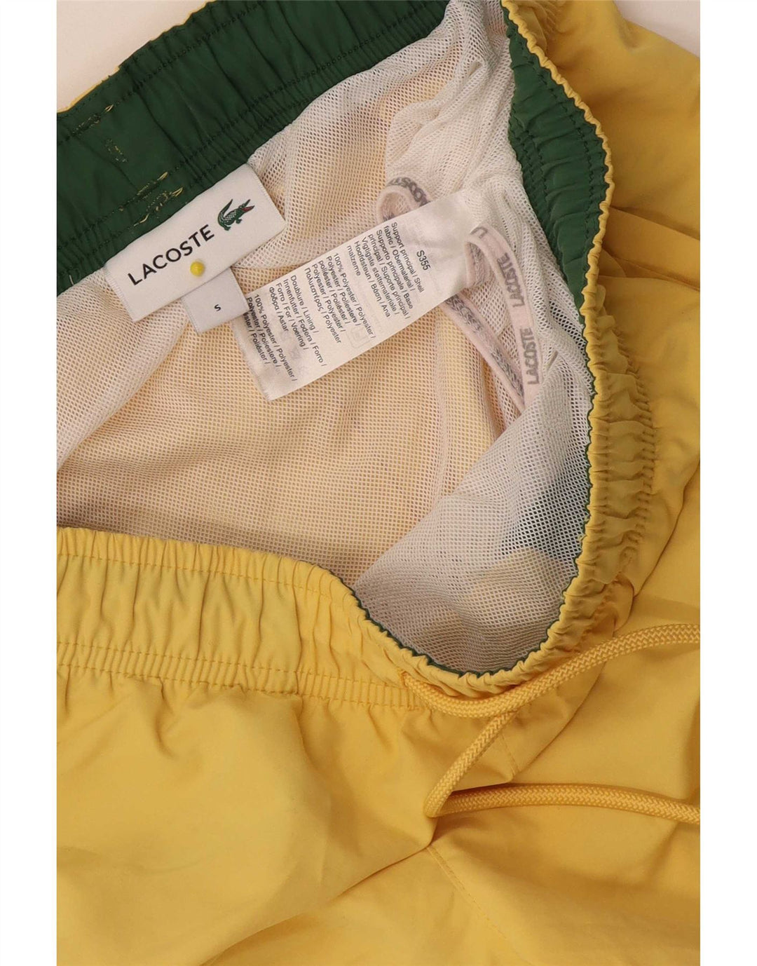 Lacoste Short de bain pour femme UK 10 Small Jaune Polyester