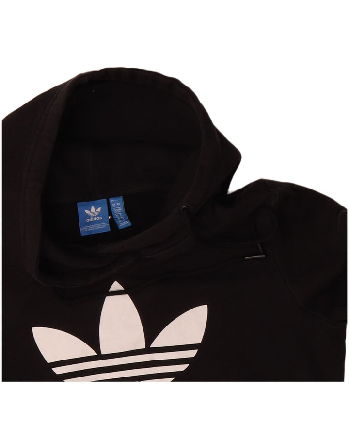 ADIDAS Pull à capuche surdimensionné graphique pour femme UK 10 Petit Noir Polyester