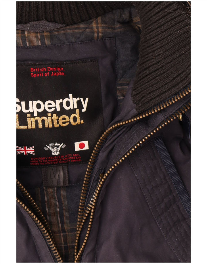Superdry Veste coupe-vent à capuche pour femme UK 14 Bleu marine moyen Coton