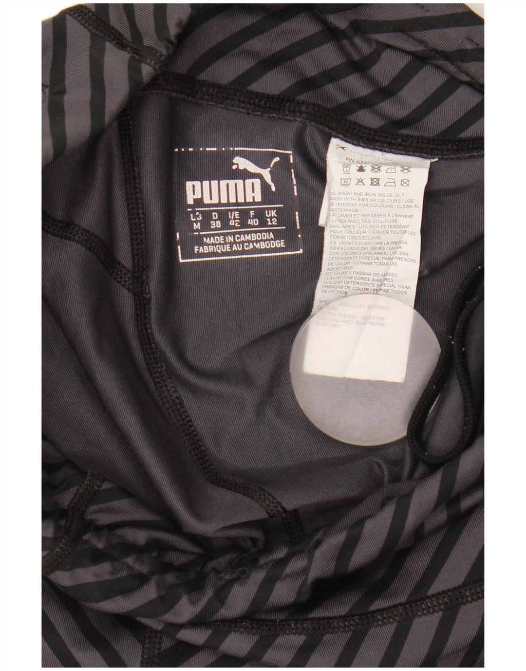 Puma Legging Capri Femme UK 42 Polyester Rayé Gris Moyen