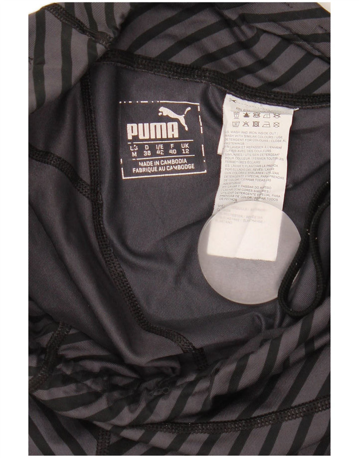 Puma Legging Capri Femme UK 42 Polyester Rayé Gris Moyen