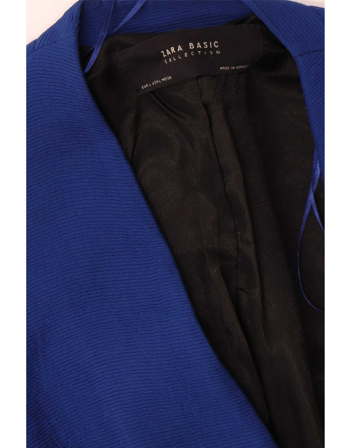Zara Veste Blazer 1 Bouton Femme UK 16 Large Bleu Viscose