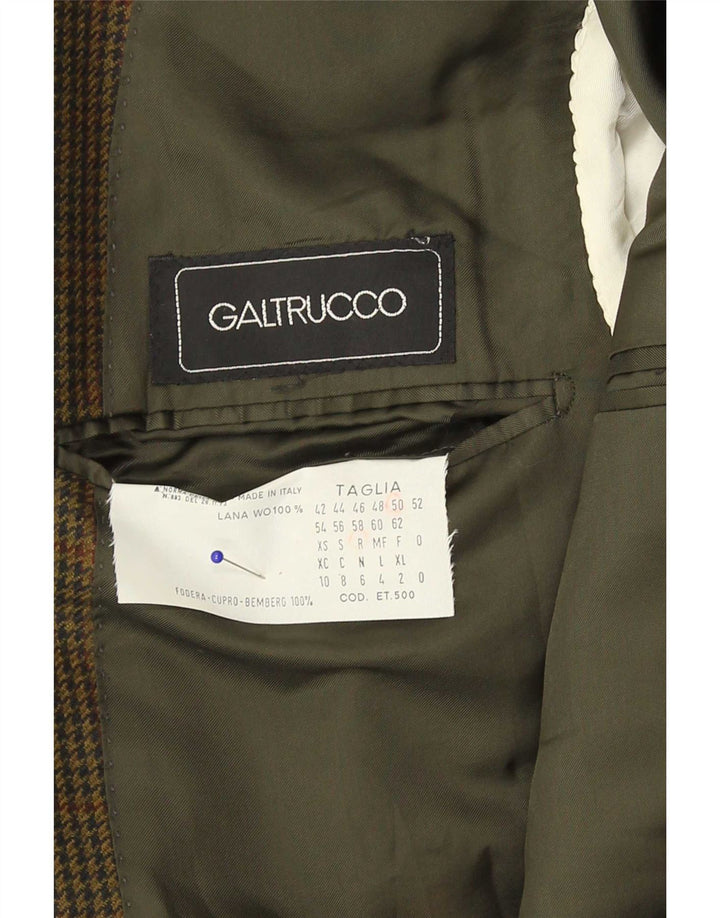 Galtrucco Veste blazer coupe régulière pour homme IT 50 grand pied-de-poule kaki