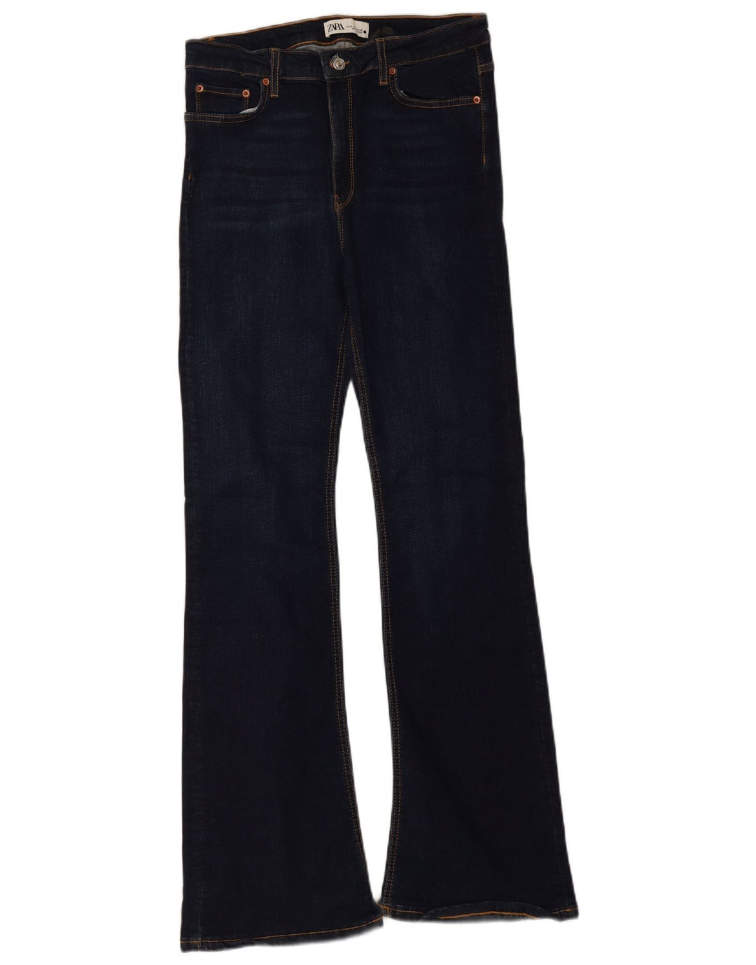 Zara Jean évasé slim pour femme EU 40 Medium W30 L32 Bleu marine Coton