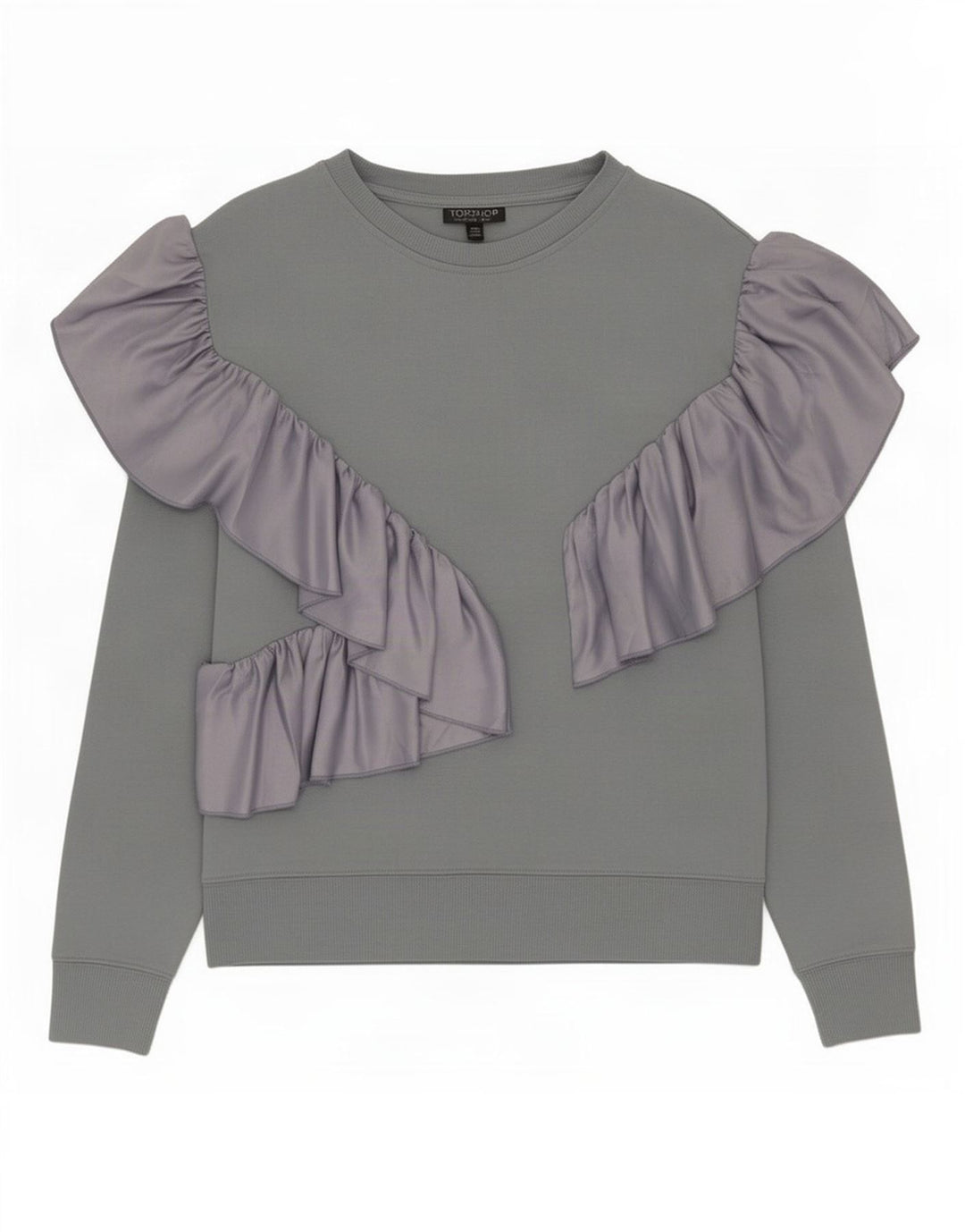 Topshop Sweat-shirt pour femme UK 10 Petit Gris Polyester
