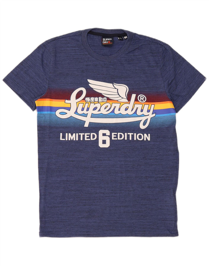Superdry T-Shirt Regular Graphic Homme Bleu Moyen Moucheté Coton