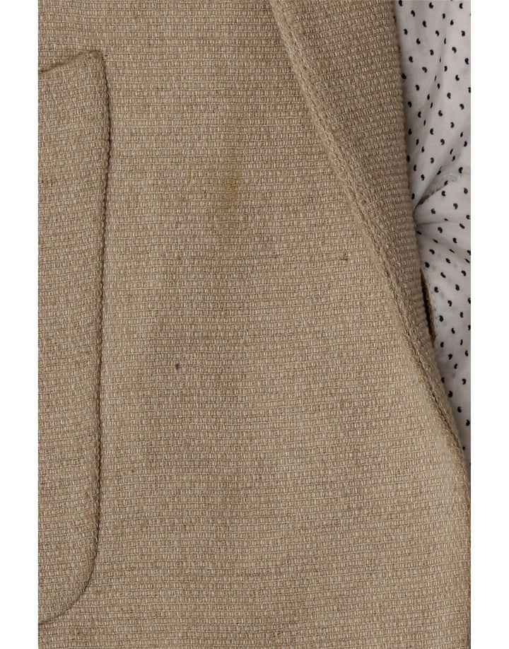 Zara Veste Blazer Ouverte Femme UK 16 Large Blanc Cassé