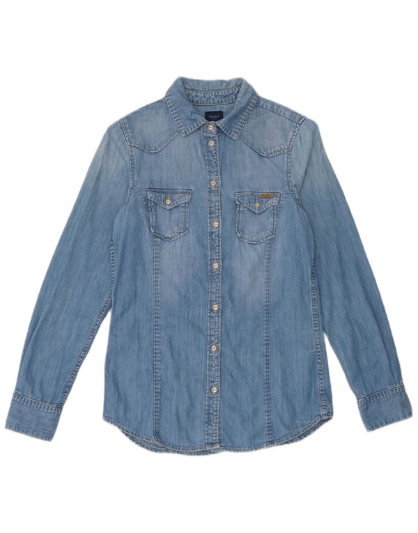 PEPE Jeans Chemise en jean pour femme UK 10 Petit Bleu Coton