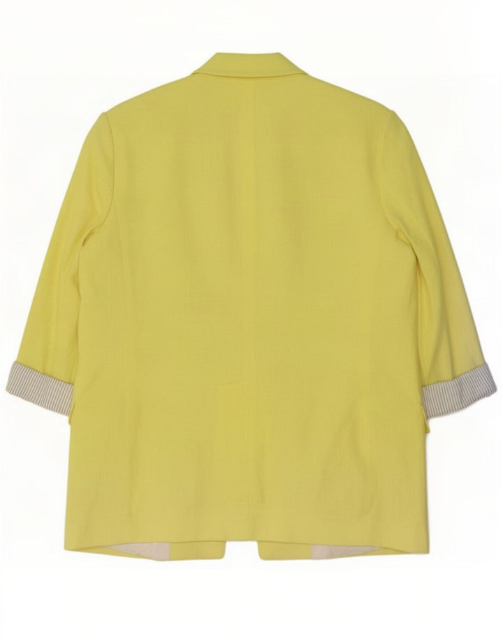 Zara Veste blazer ouverte à manches 3/4 pour femme UK 16 Large en acétate jaune