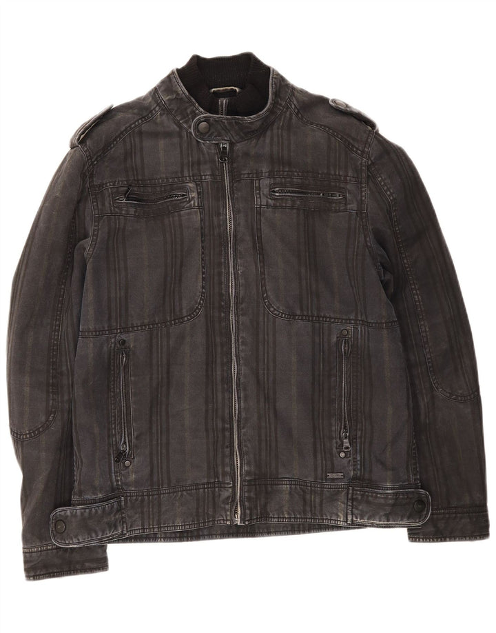 Zara Veste en jean militaire pour homme UK 40 Large Gris Coton