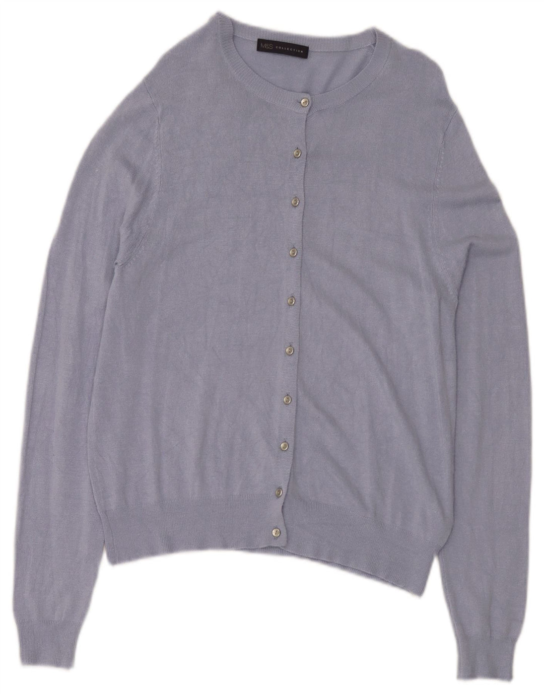 Marks & Spencer Pull Cardigan Femme UK 14 Large Bleu Viscose