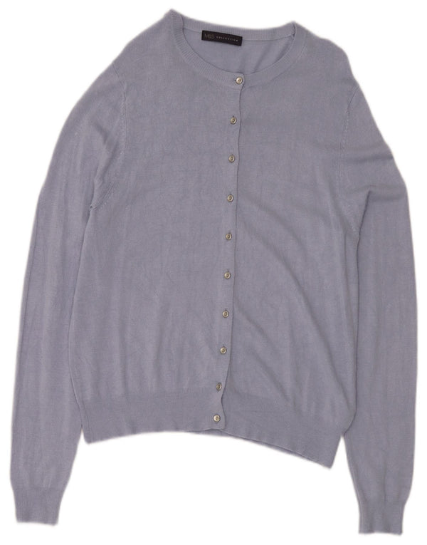 Marks & Spencer Pull Cardigan Femme UK 14 Large Bleu Viscose