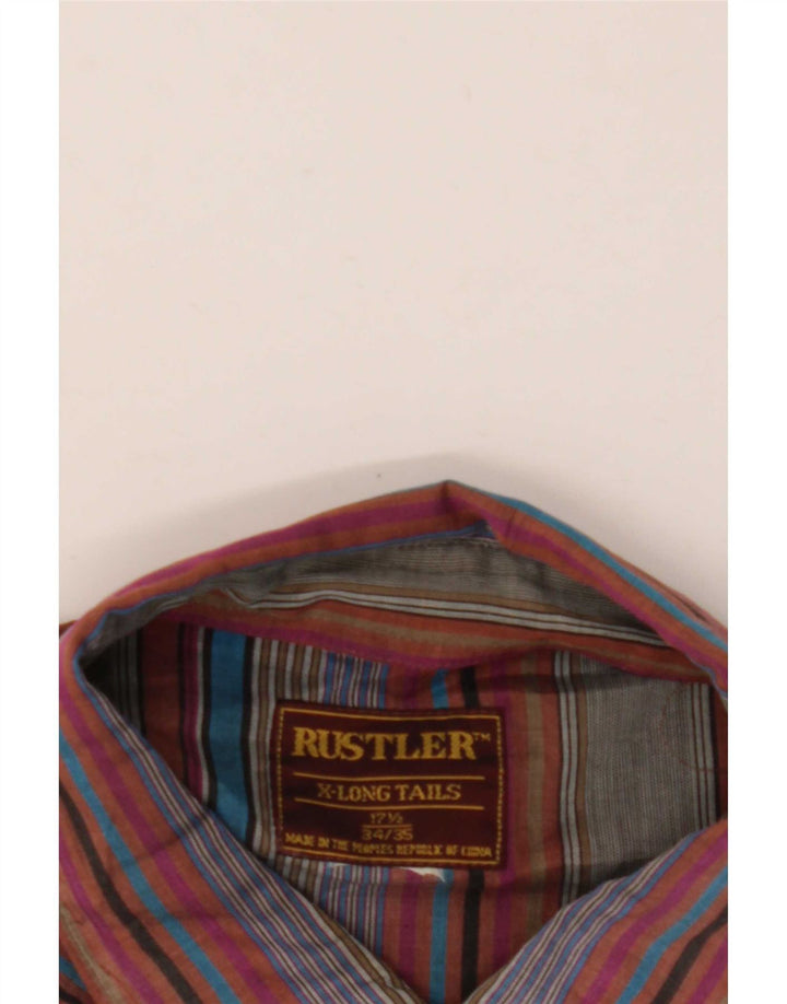 Rustler Chemise haute pour homme Taille 17 1/2 XL Rayé multicolore