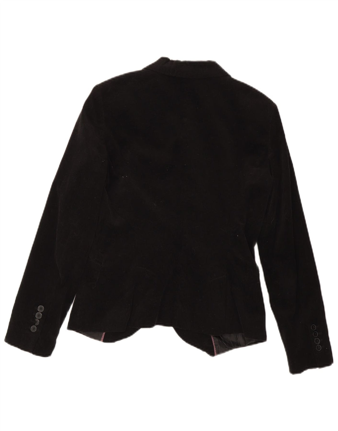 Zara Veste blazer en velours pour femme avec 1 bouton UK 10 Petit coton noir