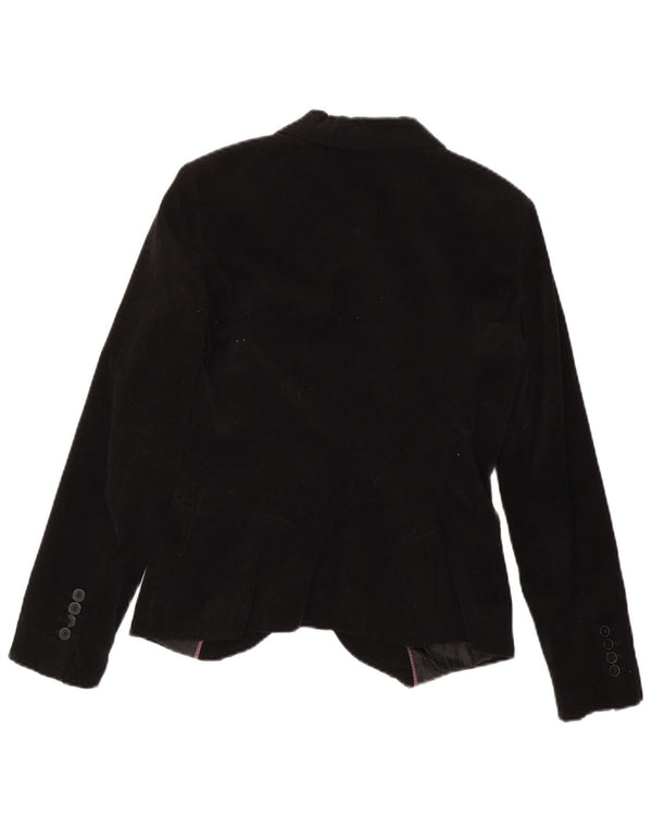 Zara Veste blazer en velours pour femme avec 1 bouton UK 10 Petit coton noir