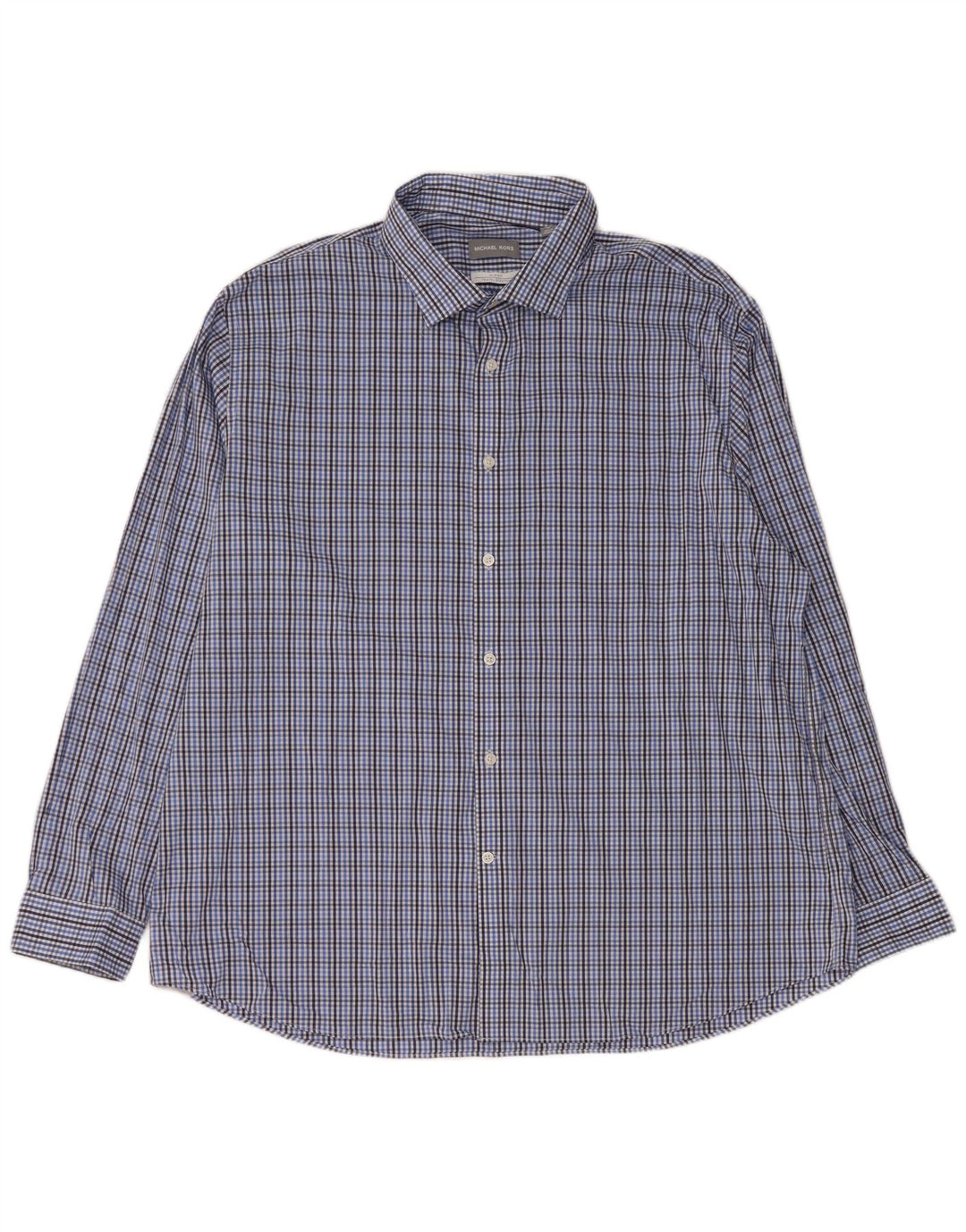 MICHAEL KORS Chemise Slim Fit Homme Taille 18 1/2 2XL Coton à Carreaux Bleu