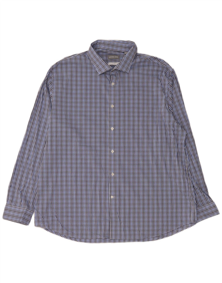 MICHAEL KORS Chemise Slim Fit Homme Taille 18 1/2 2XL Coton à Carreaux Bleu