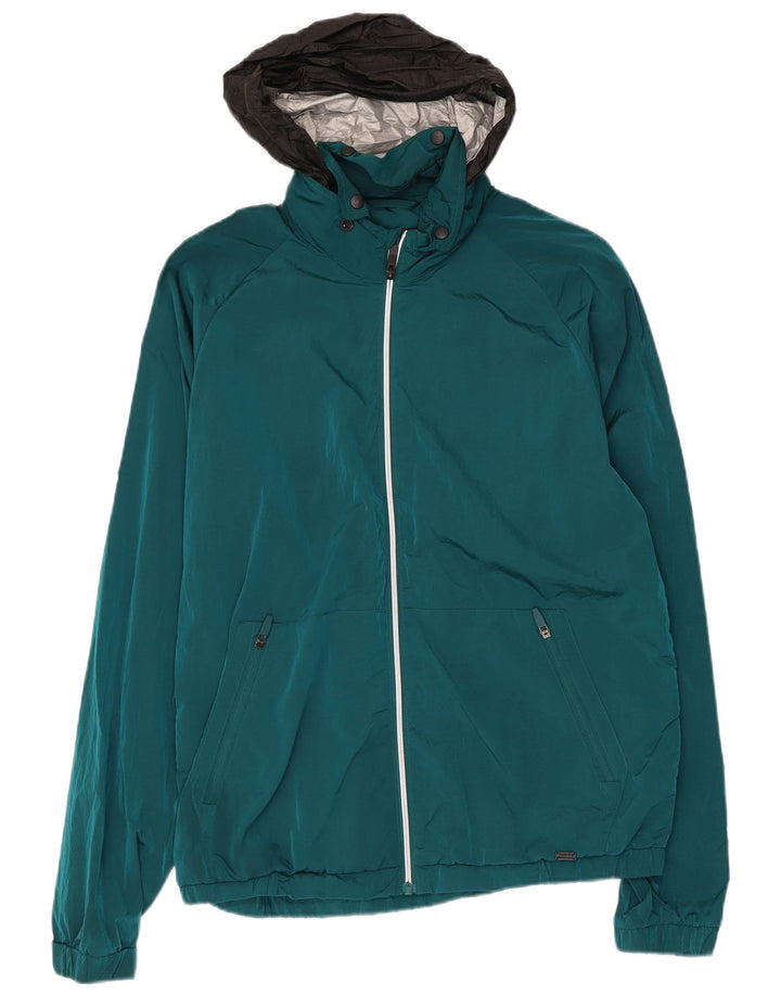 SUPERDRY Veste de pluie à capuche pour homme UK 42 XL Vert Colorblock Nylon