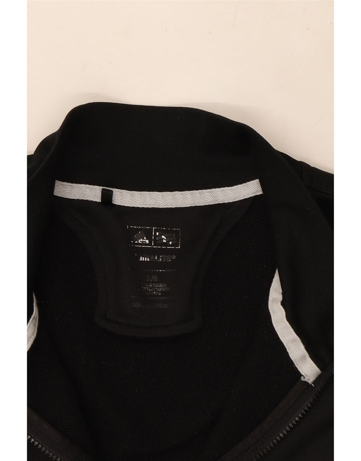 ADIDAS Hommes Climalite Zip Neck Sweatshirt Jumper Grand Noir Polyester