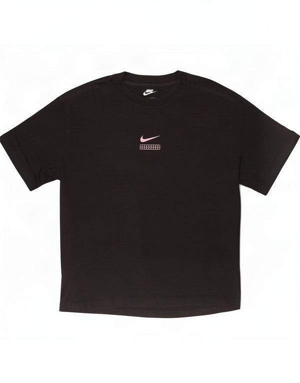 Nike T-shirt graphique surdimensionné pour femme UK 10 Petit coton noir