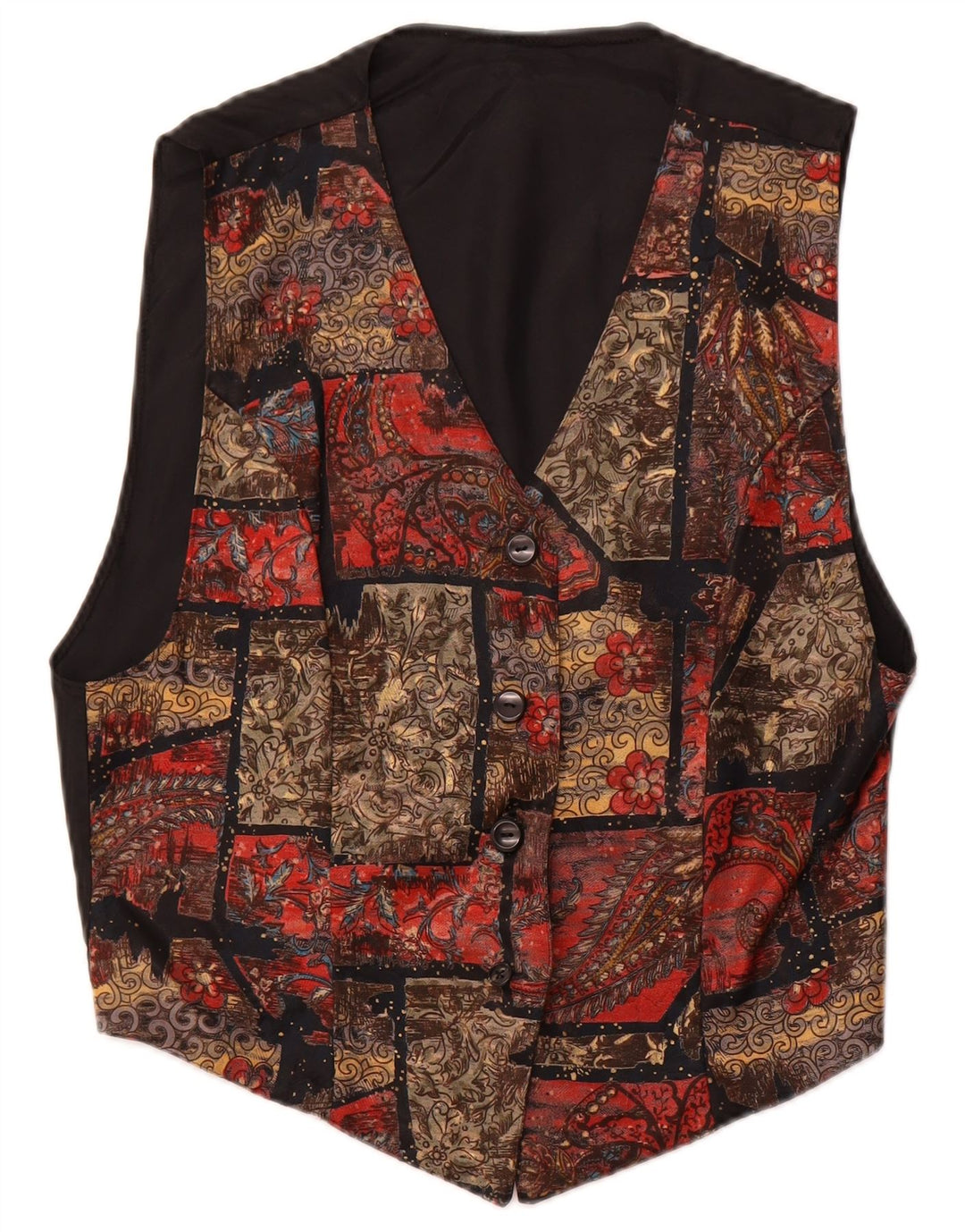 gilet femme vintage UK 14 Grand patchwork multicolore