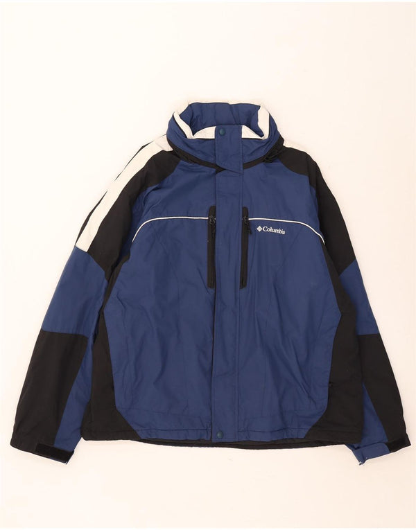 Columbia Veste coupe-vent à capuche pour homme UK 42 XL Bleu marine Colourblock