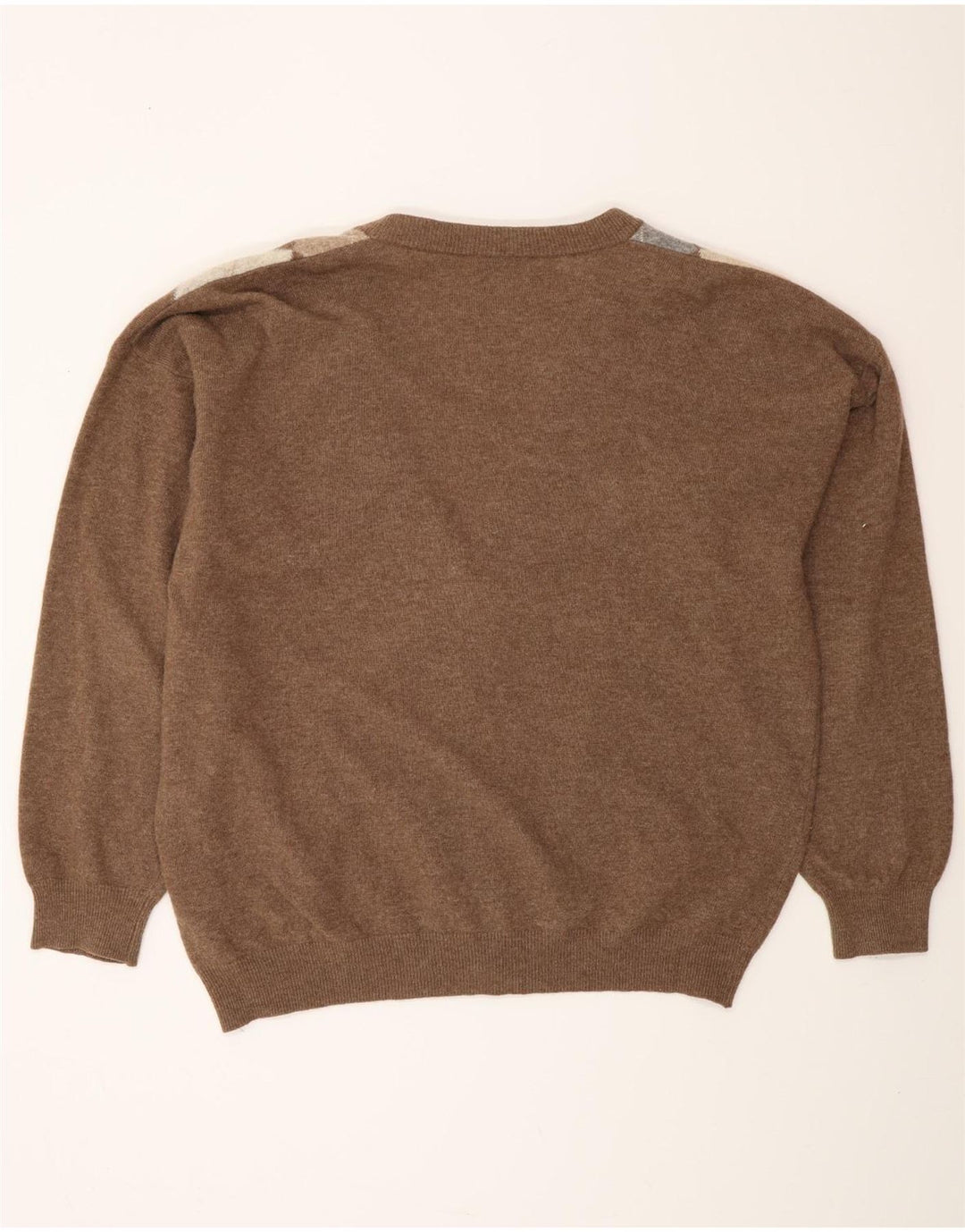 MONELLO Cardigan Homme Pull IT 52 Large Marron Argyle/Diamant Laine