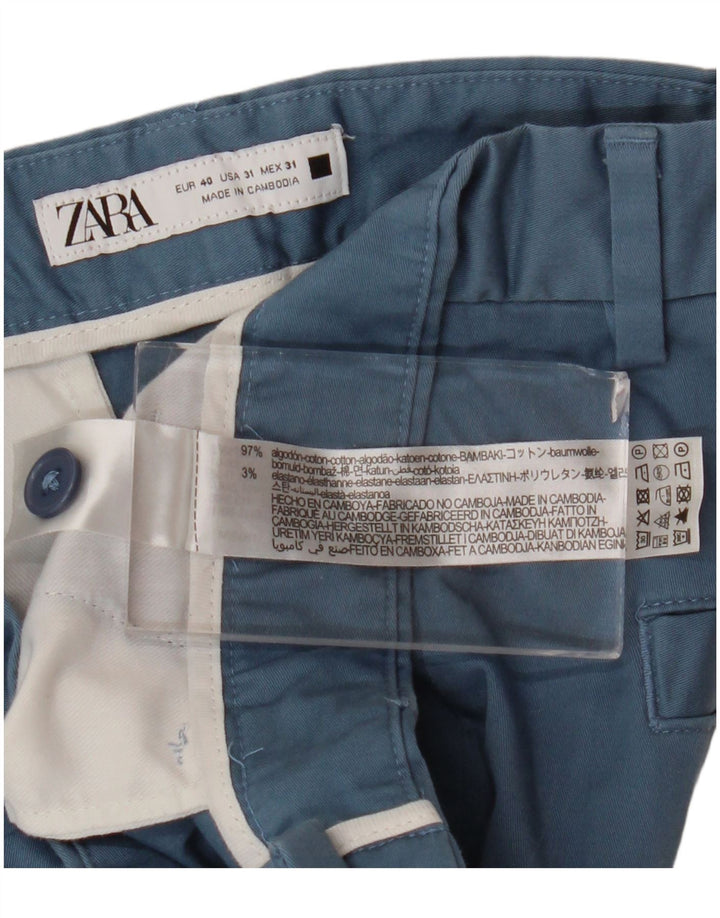 Zara Short Chino Homme EU 40 Medium W31 Bleu Coton