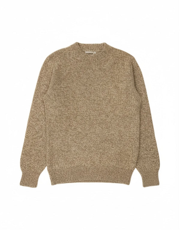 CAMPUS Mens Crew Neck Jumper Sweater XL Beige Flecked Wool