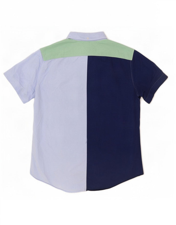 Tommy Hilfiger Chemise à manches courtes pour homme Large Bleu marine Colourblock