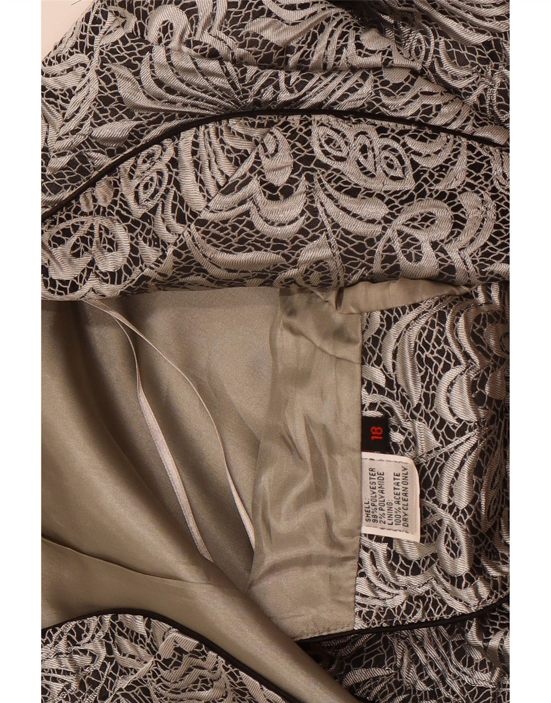 Veste Boléro Femme Vintage UK 18 XL Gris Floral Polyester