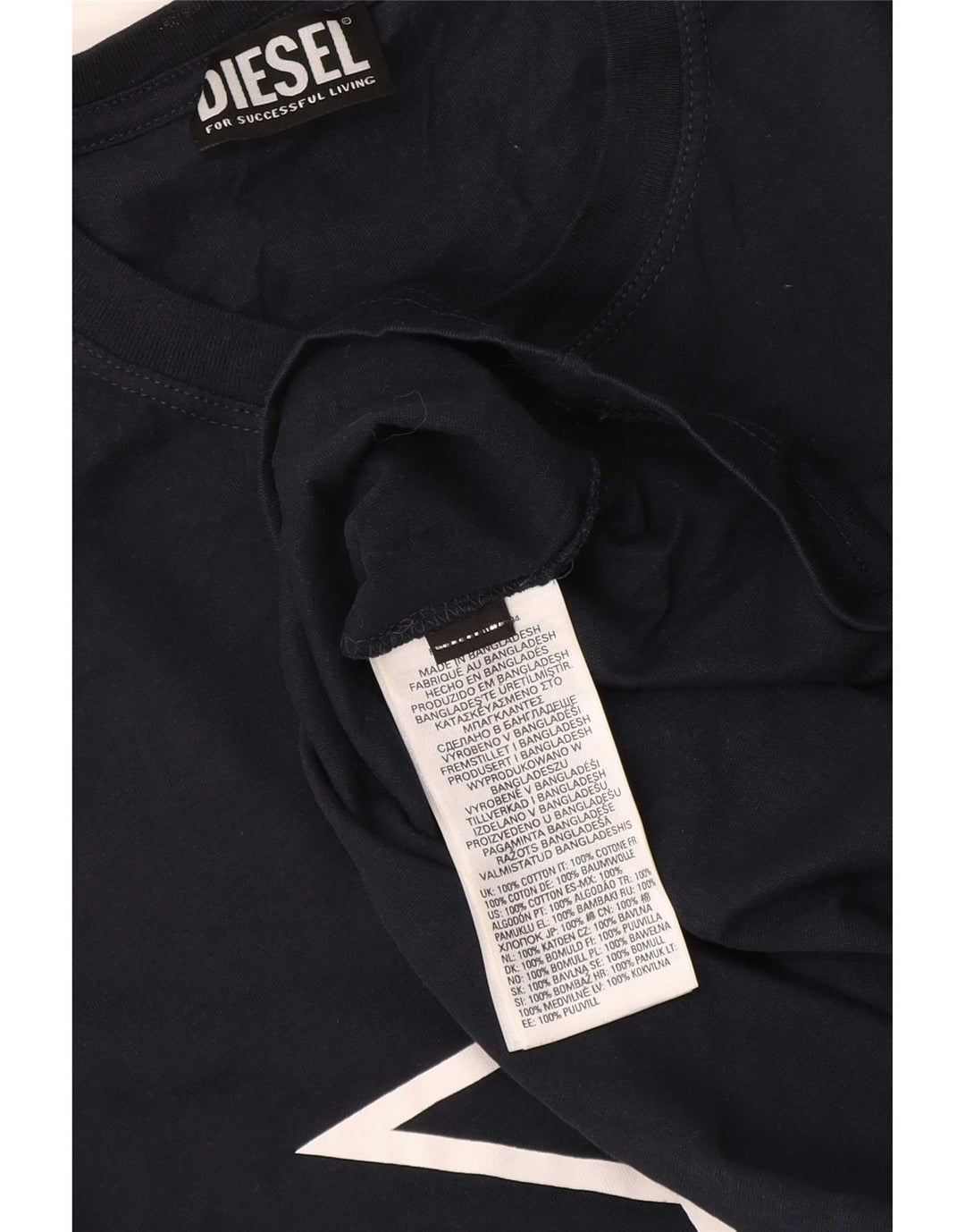 Diesel T-Shirt Graphique Homme Bleu Marine Moyen Coton