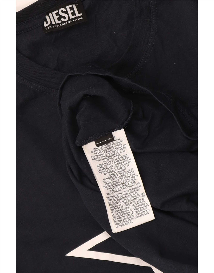 Diesel T-Shirt Graphique Homme Bleu Marine Moyen Coton