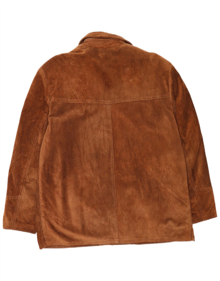 veste en daim femme vintage UK 16 Grand cuir brun