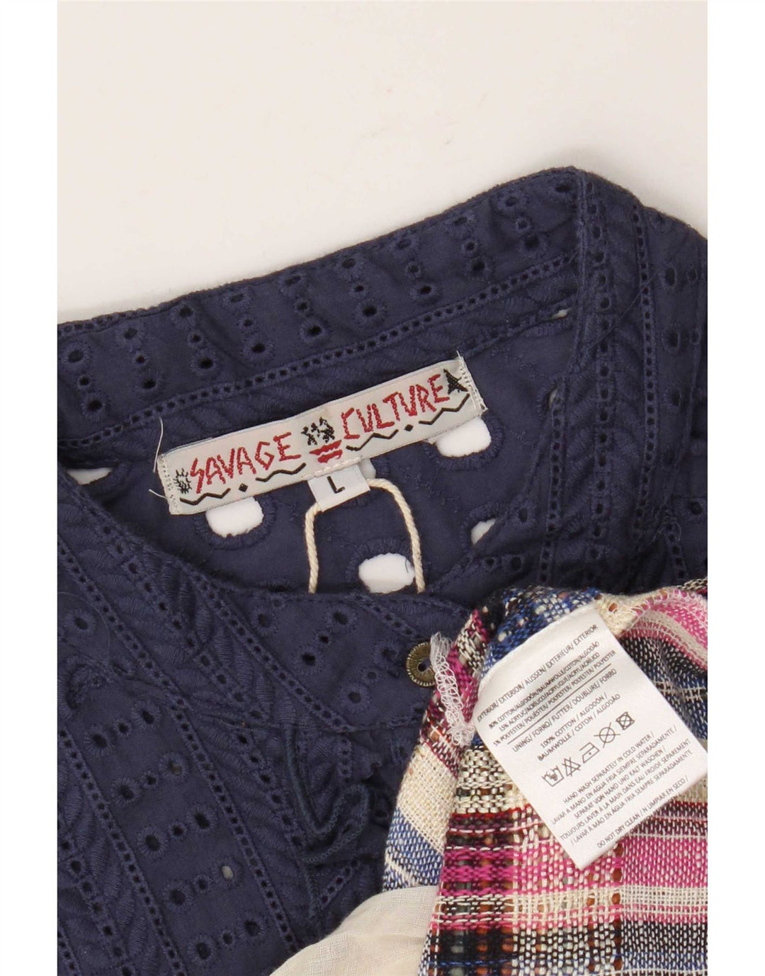 vintage Womens Ruffle Front Shift Dress UK 14 Grand Patchwork Bleu Marine
