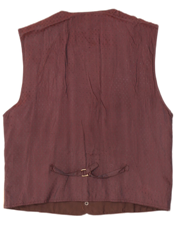 gilet vintage en daim graphique pour hommes XL cuir marron