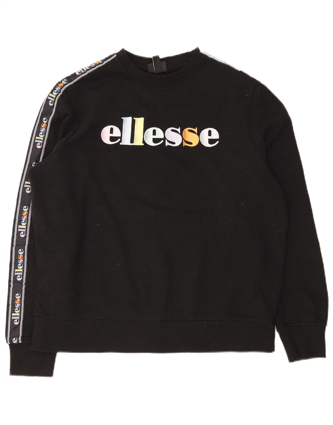 Ellesse Sweat-shirt surdimensionné graphique pour femme UK 10 Petit coton noir