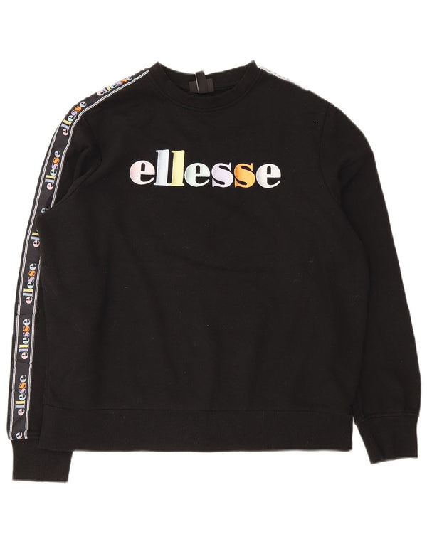 Ellesse Sweat-shirt surdimensionné graphique pour femme UK 10 Petit coton noir