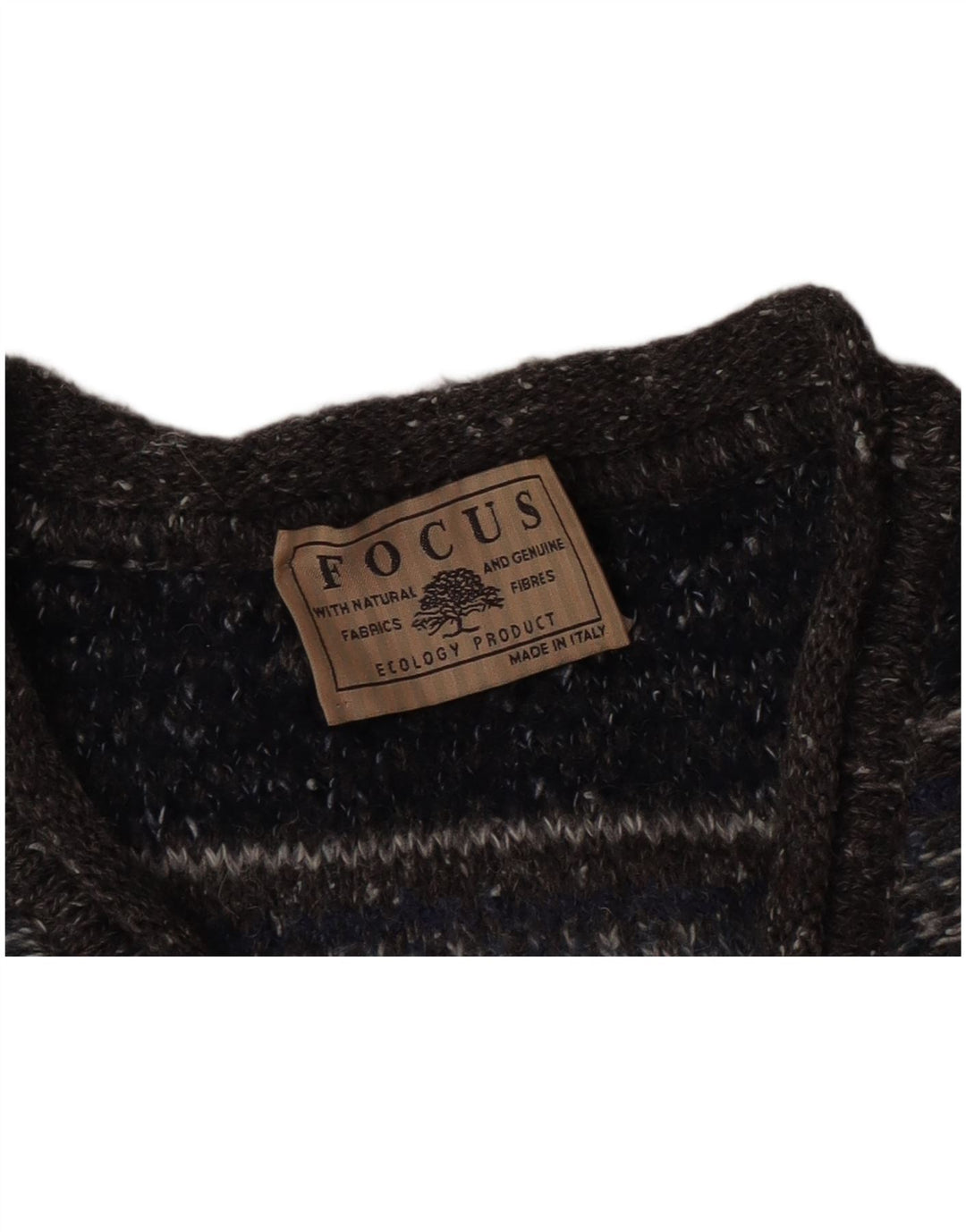 vintage Homme Col V Pull Pull Gris Moyen Rayé