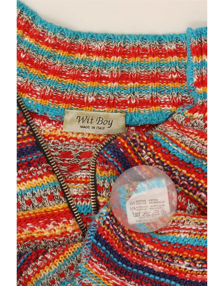 Wit Boy Womens Crop Cardigan Pull UK 12 Moyen Multicolore Rayé