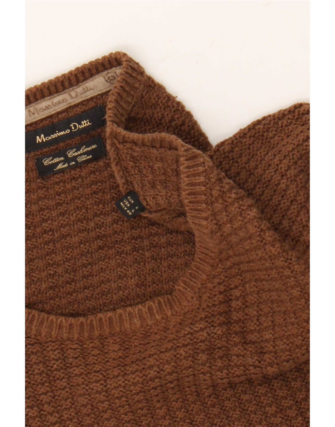 Massimo Dutti Pull à col rond pour homme en coton marron Taille L