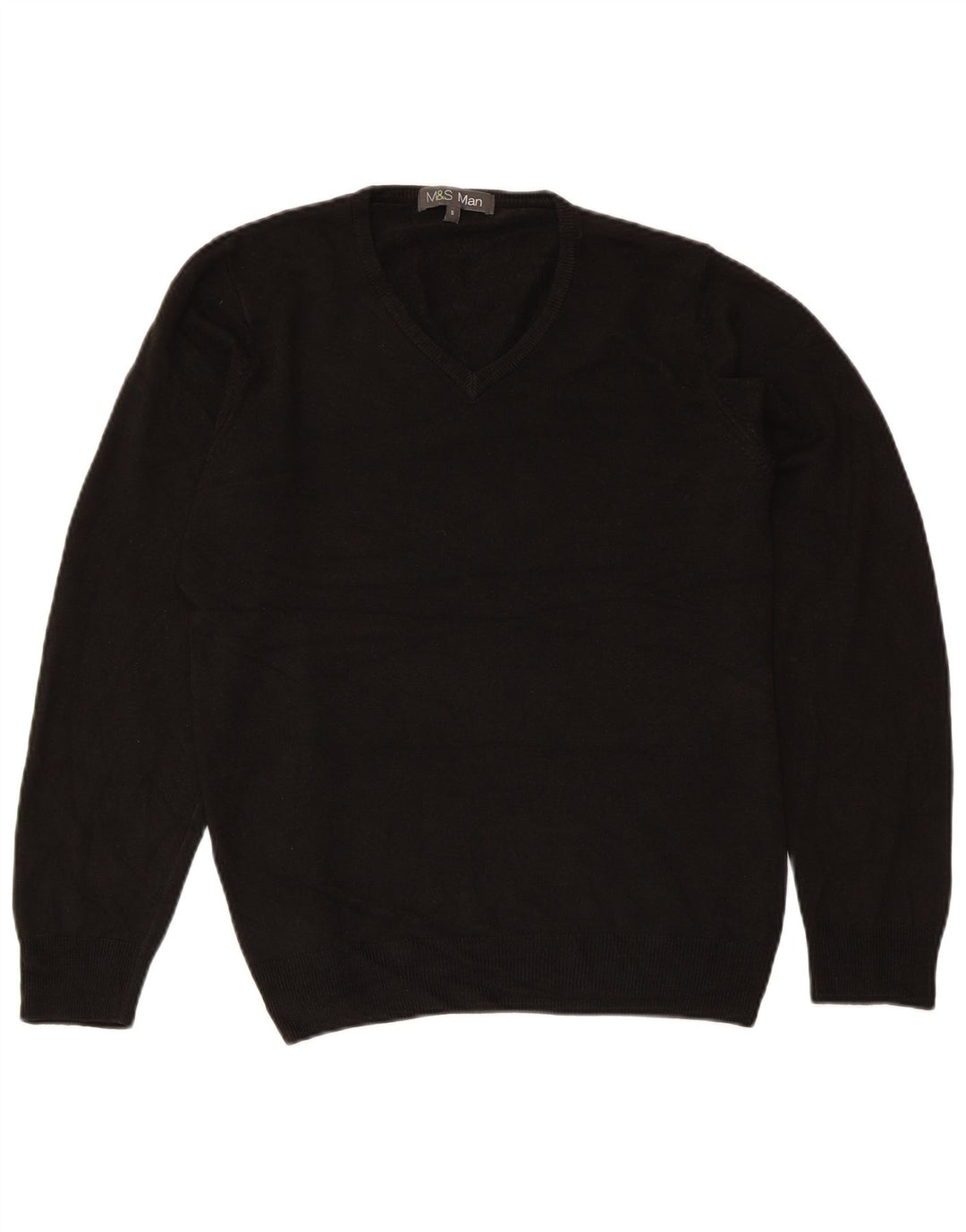 MARKS & SPENCER Pull Col V Homme Petit Noir Acrylique