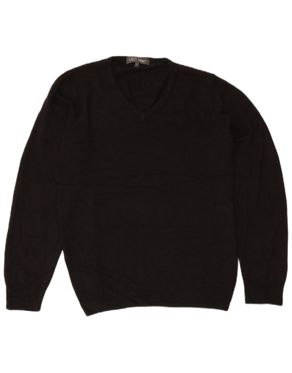 MARKS & SPENCER Pull Col V Homme Petit Noir Acrylique