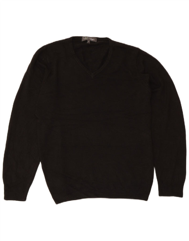 MARKS & SPENCER Pull Col V Homme Petit Noir Acrylique