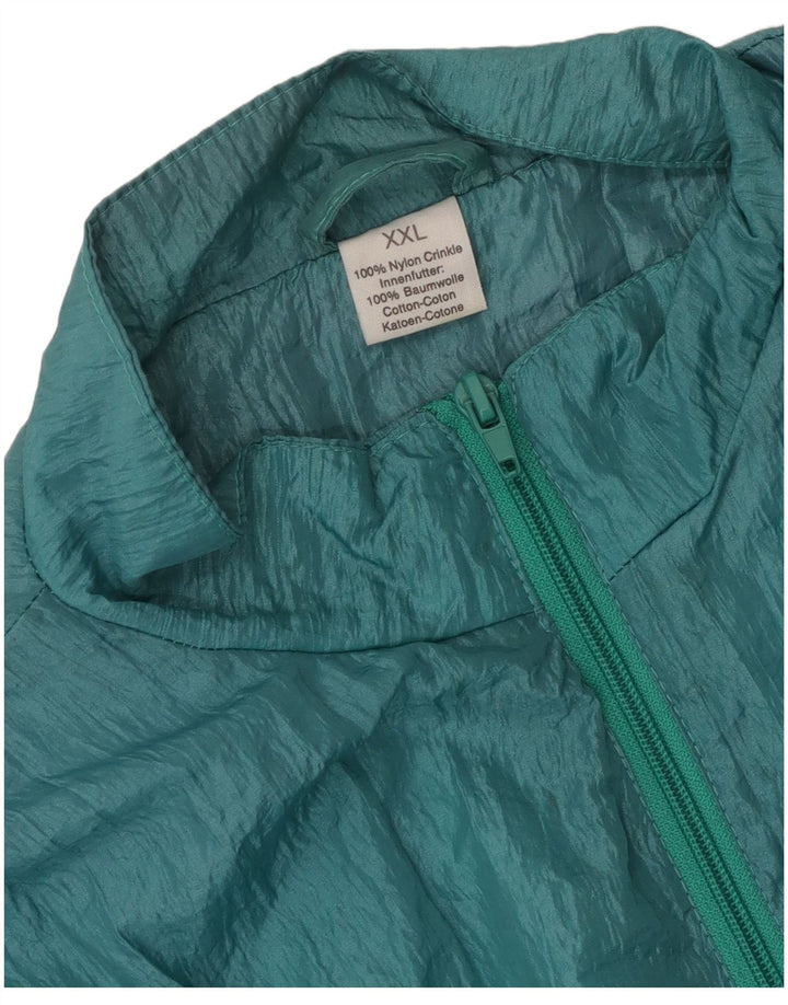 vintage Mens Survêtement Top Veste 2XL Vert Nylon