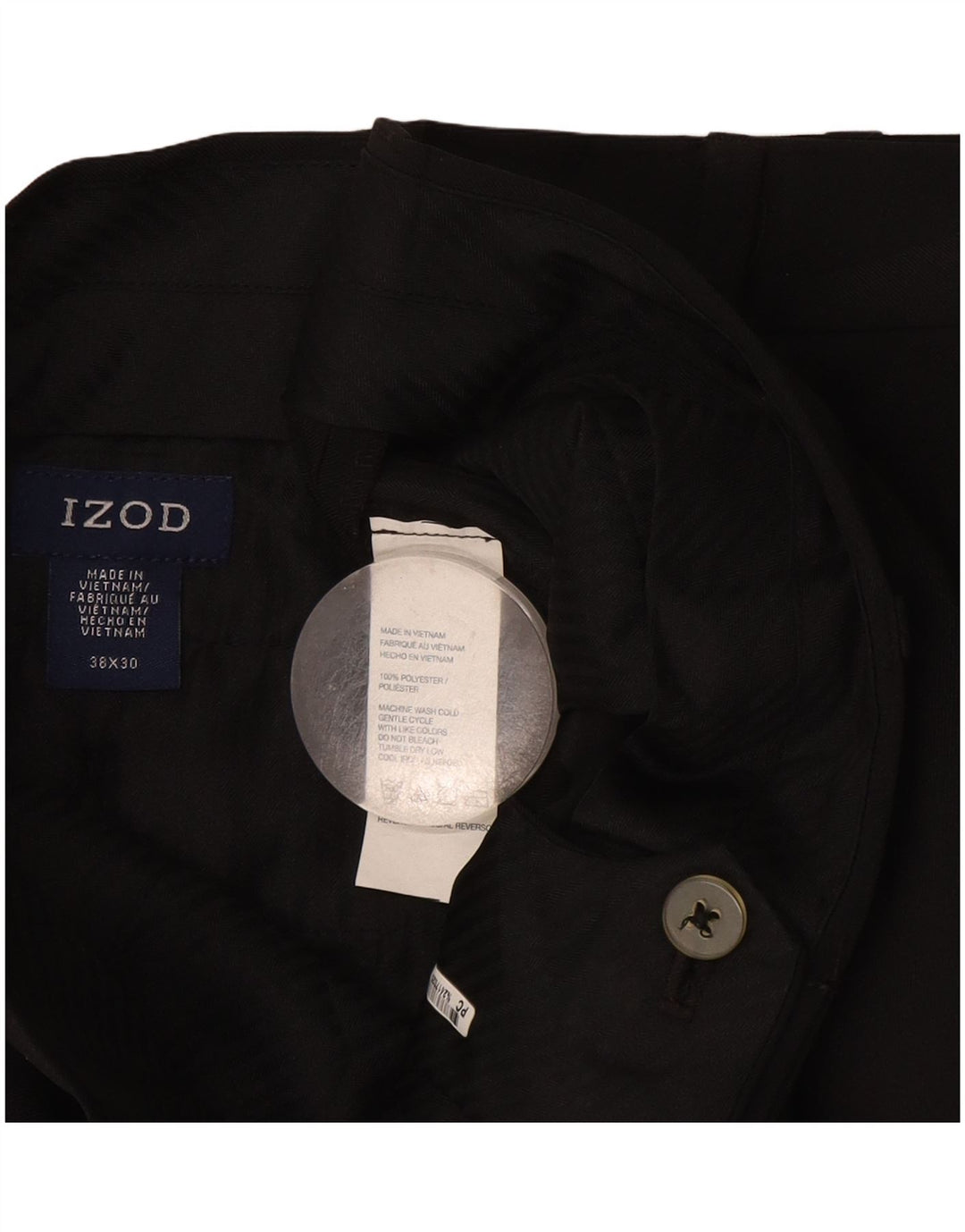 Izod Pantalon de Costume Droit Homme W38 L30 Noir Polyester