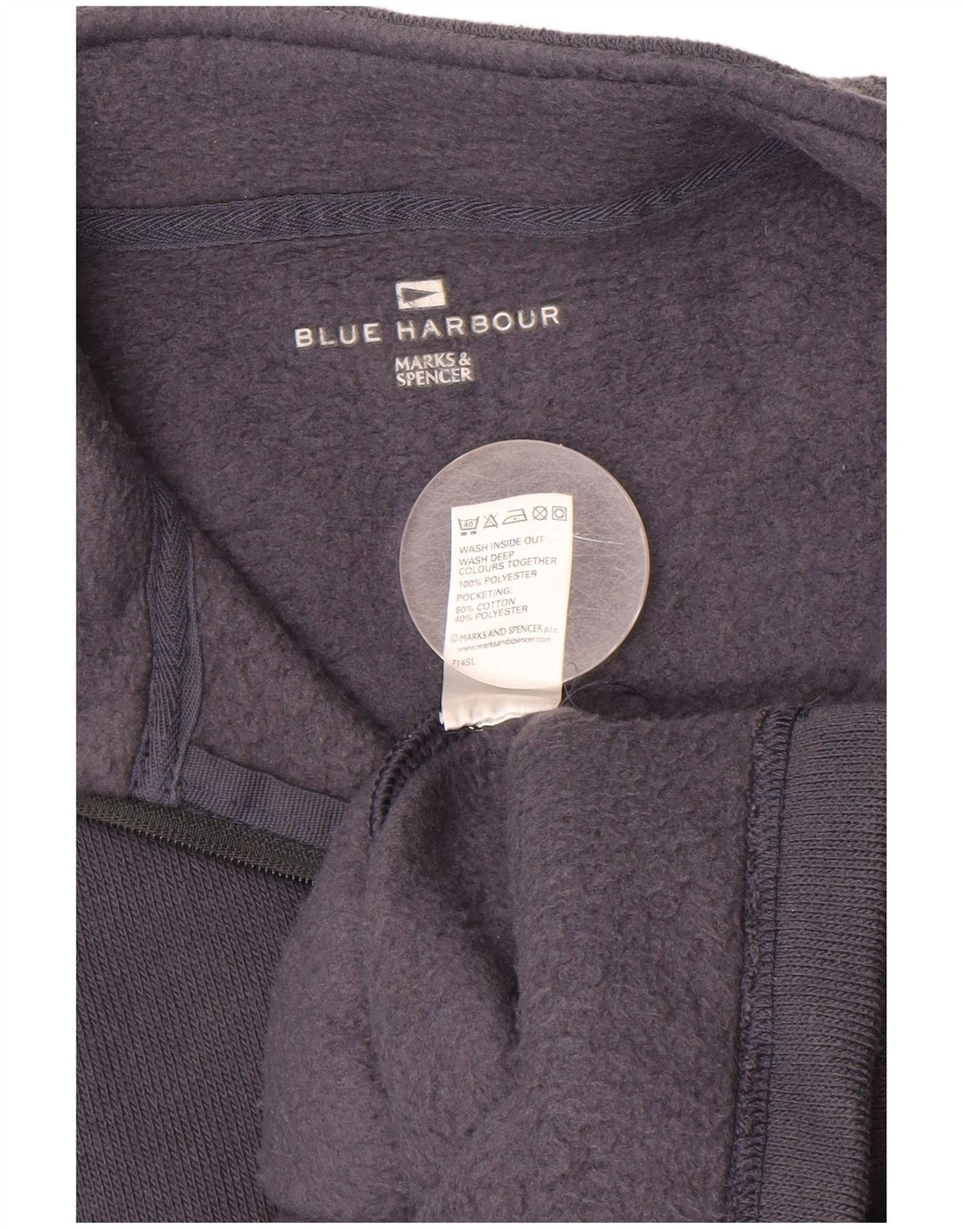 MARKS & SPENCER Mens Blue Harbour Zip Neck Sweatshirt Jumper XL Navy Blue