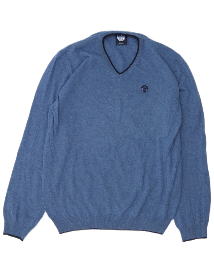 North Sails Pull col V Homme Large Bleu Polyamide