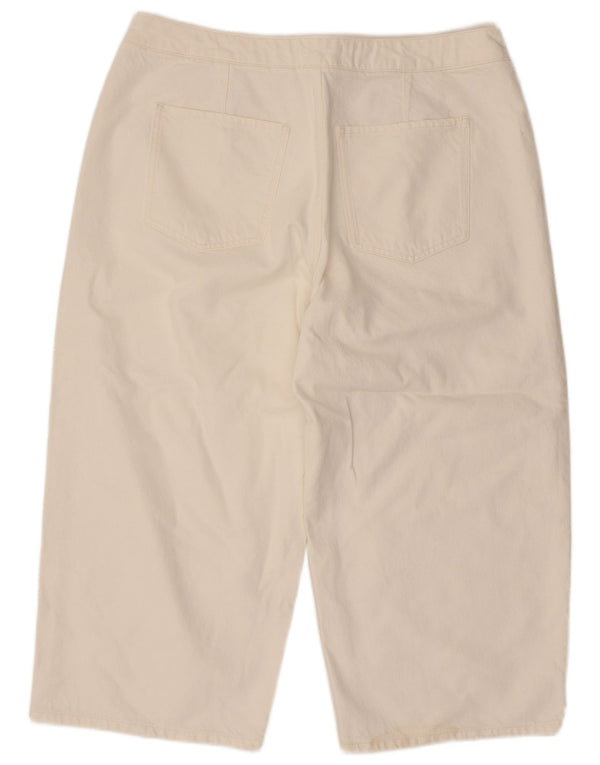 Next Jean Capri Taille Haute Femme UK 18 XL W38 L22 Coton Blanc