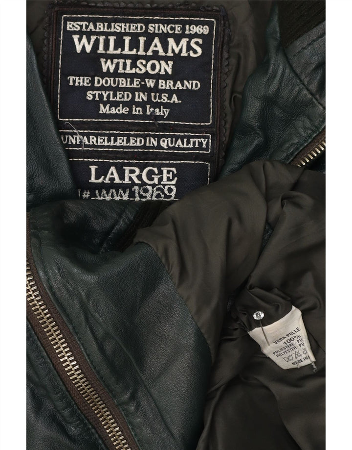 Williams Wilson Veste en cuir pour homme UK 40 Grand cuir vert